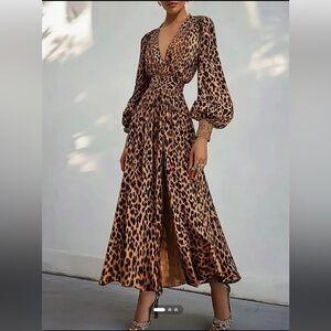 Elegant Animal Print Maxi Dress